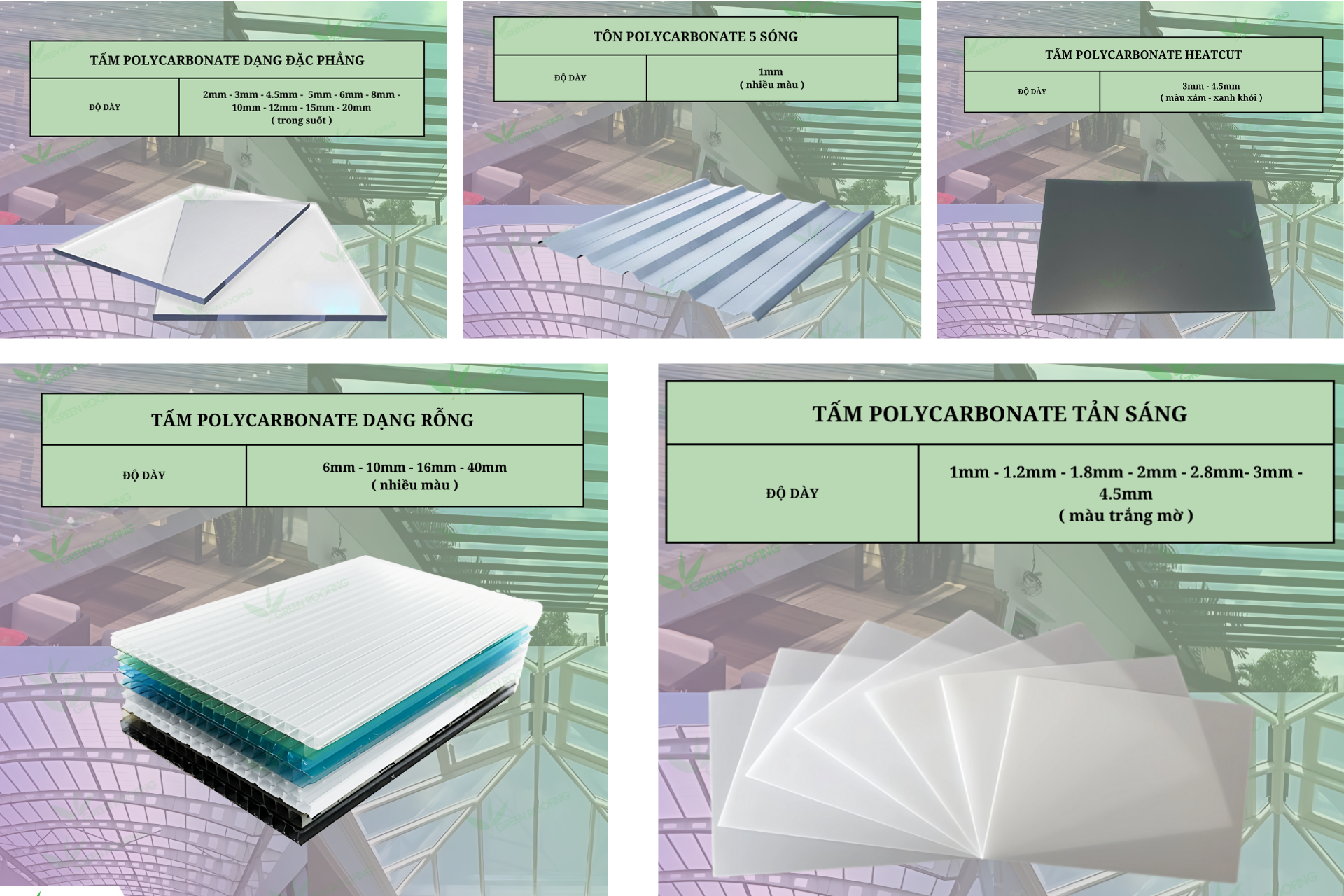 tấm polycarbonate, tấm poly, tấm poly đặc. tấm tản sáng, mái che polycarbonate