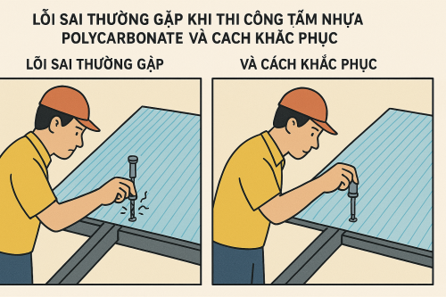 LỖI SAI THƯỜNG GẶP KHI THI CÔNG TẤM NHỰA POLYCARBONATE VÀ CÁCH KHẮC PHỤC